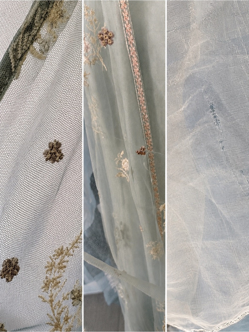 IDEAS Luxury Floating Elegance Sage Embroidered Formal Gown Eid Dress Sz Medium - Picture 16 of 17
